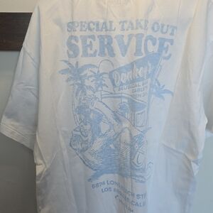 Pull&Bear White Tee with Monkey Garage LA (🛍 6/$36)